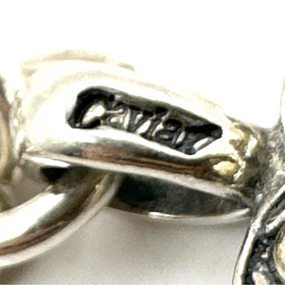 Lagos Caviar Two Tone Silver & 18 Kt Gold Reversible Heart Charm Bracelet - Picture 7 of 9
